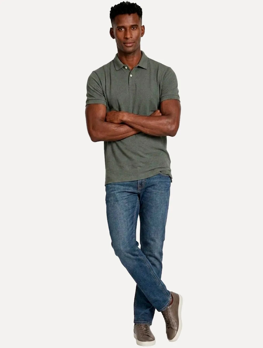 Polo Aramis Masculina Basic Piquet Mescla Mono Verde Militar