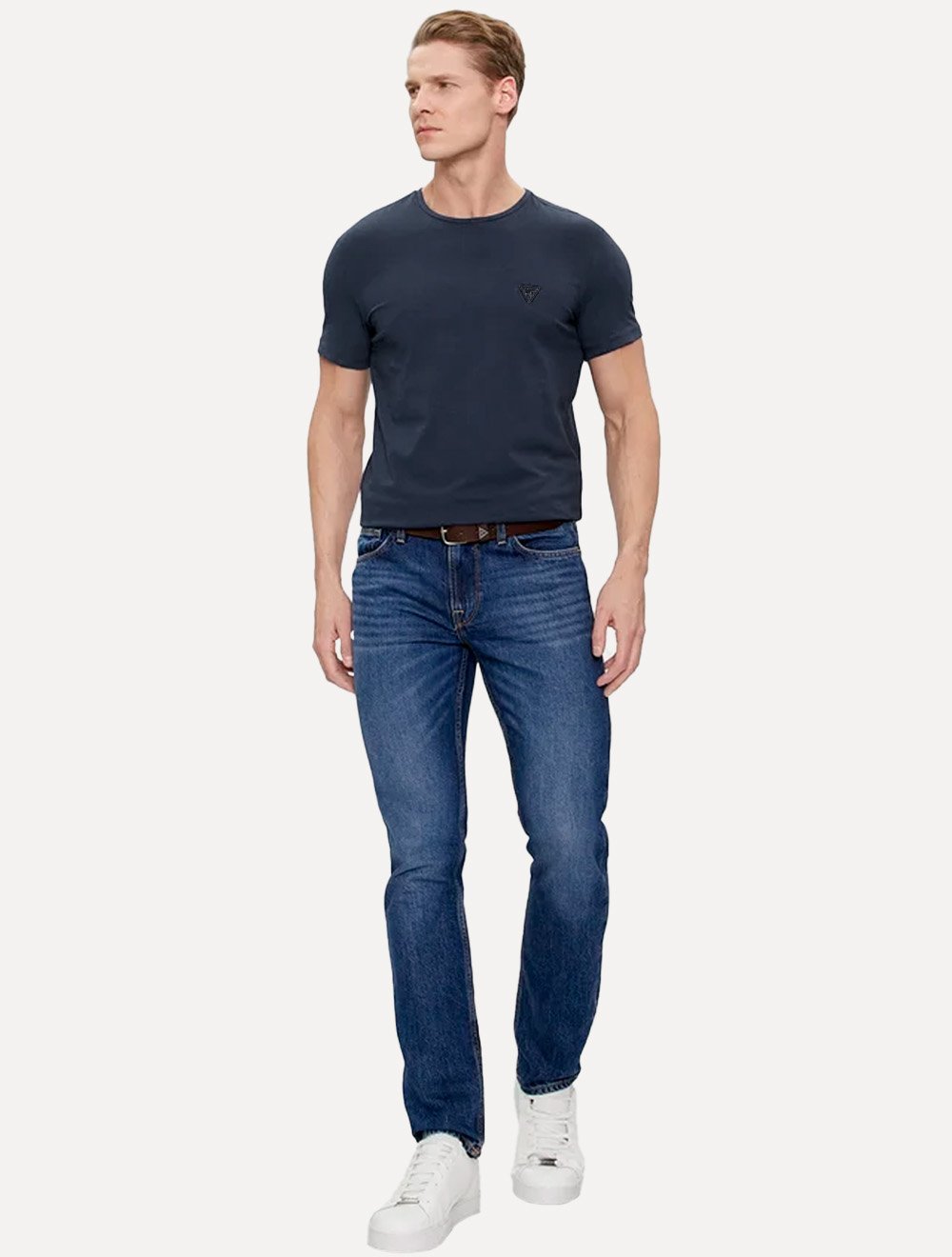 Camiseta Guess Masculina Bordado Peito Azul Marinho