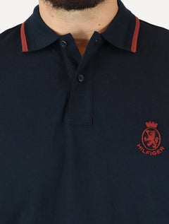 Polo Tommy Hilfiger Masculina Regular Holiday Crest Azul Marinho