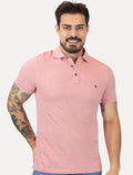 Polo Tommy Hilfiger Masculina Slim Piquet 1985 Rosa Claro Mescla