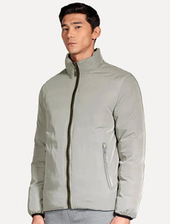 Jaqueta Aramis Masculina Nylon Dupla Face Brown Puffer Cinza