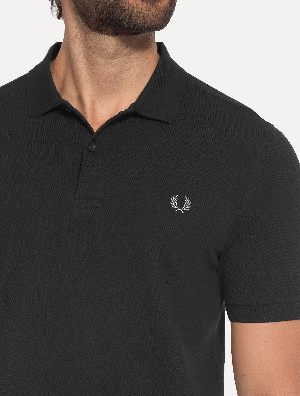 Polo Fred Perry Masculina Regular Piquet Plain Gray Logo Preta