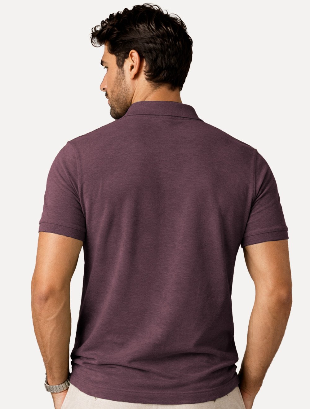 Polo Dudalina Masculina Piquet Basica Logo Bordado Roxo Escuro