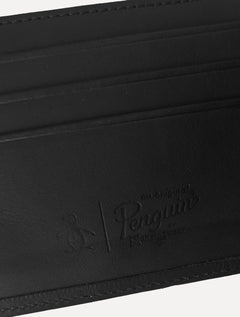 Carteira Original Penguin Masculina Couro Recorte Logo Preta