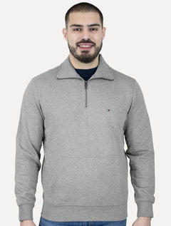 Moletom Tommy Hilfiger Masculino Essential Terry Half Zip Cinza Mescla