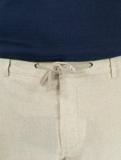 Calça Calvin Klein Masculina Linen Flamê Com Cadarço Off White