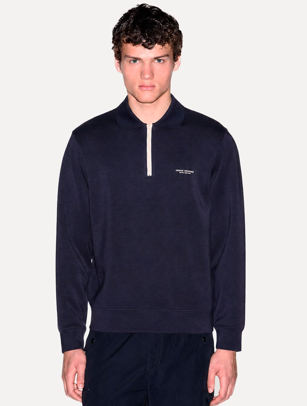 Casaco Moletom Armani Exchange Masculina Subtle Chest Azul Marinho