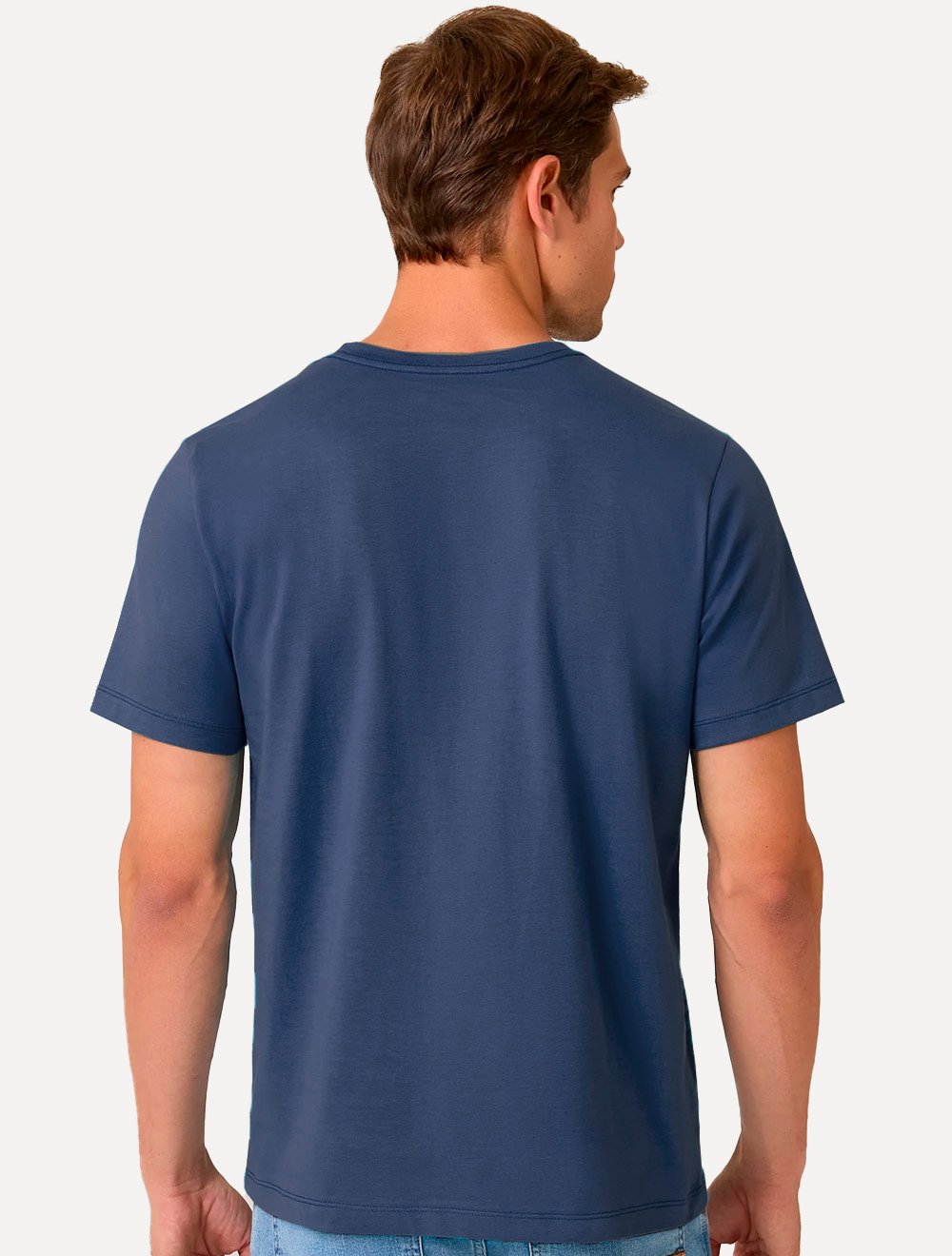 Camiseta Dudalina Masculina Essentials Modal Logo Azul Marinho