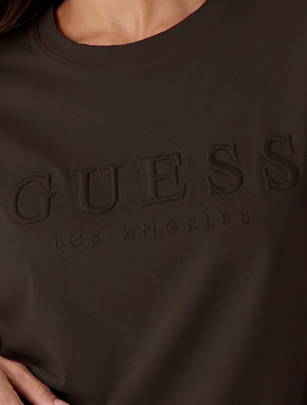 Camiseta Guess Feminina Los Angeles Embroidery Logo Marrom