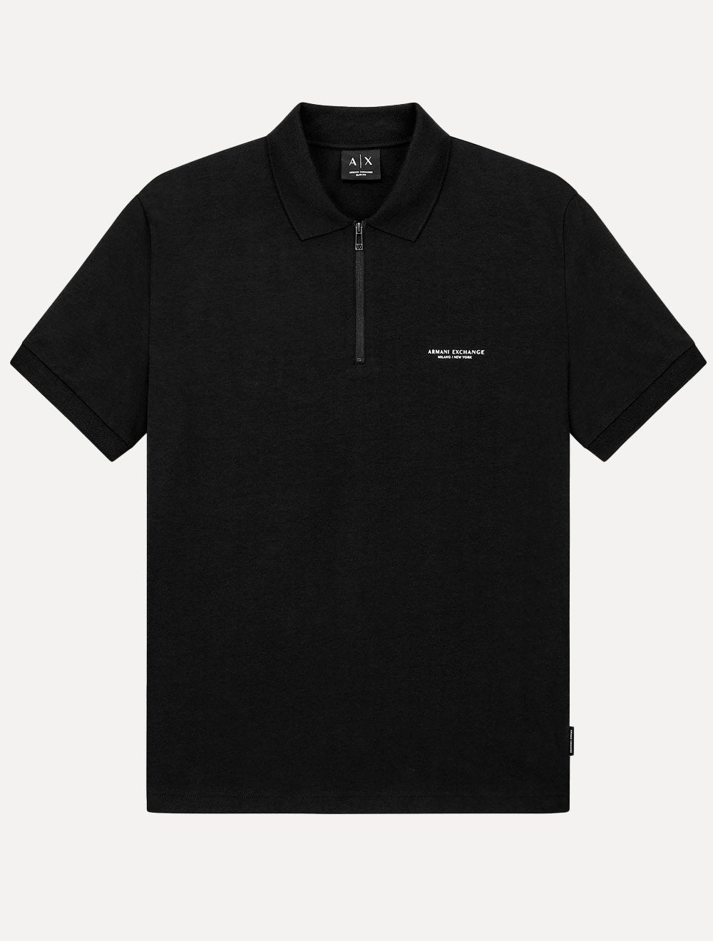 Camisa Polo Armani Exchange Slim Fit Malha de Algodão Half Zip Preta
