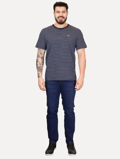 Camiseta Tommy Jeans Masculina Chest Logo Listrada Azul Marinho