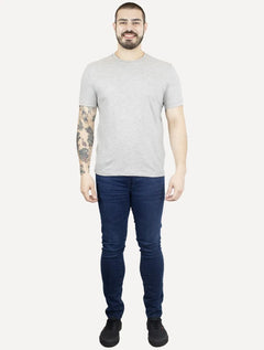 Camiseta Calvin Klein Masculina Flame Bordado CK Cinza Mescla