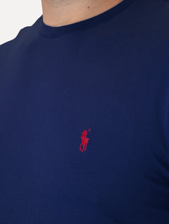 Camiseta Ralph Lauren Masculina Custom Slim Fit Red Icon Azul Escuro
