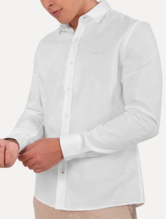 Camisa Calvin Klein Jeans Regular Plain Grey Logo Branca