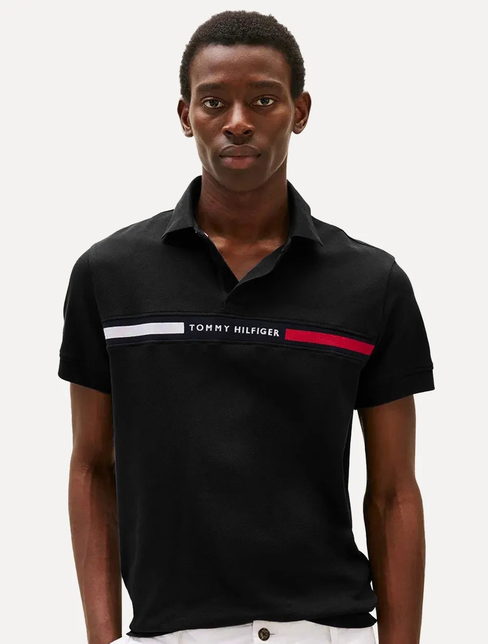 Polo Tommy Hilfiger Masculina Regular Chest Insert Logo Preta