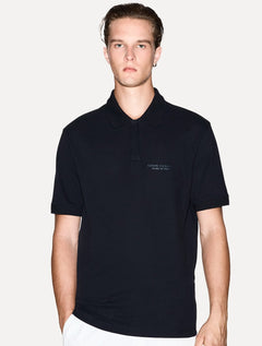 Polo Armani Exchange Regular Fit Light Logo Milano Azul Marinho
