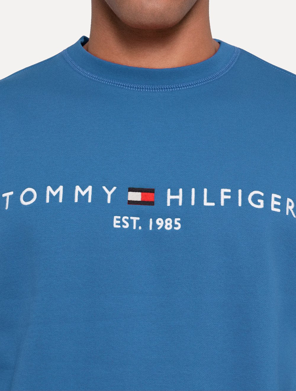 Moletom Tommy Hilfiger Masculino Fleece Logo Crewneck Azul Royal