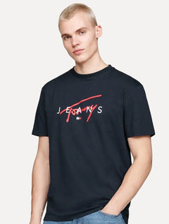 Camiseta Tommy Jeans Masculina Regular Signature Twist Logo Tee Azul Marinho