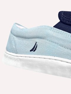 Tênis Nautica Masculino Slip On Lona Azul Marinho/Turquesa