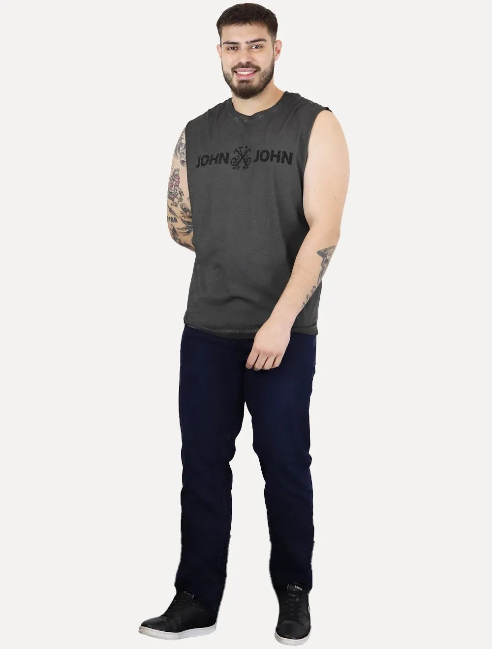 Regata John John Masculina Relaxed Fit Rusty Reativo Cinza Médio