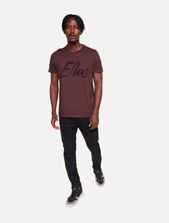 Camiseta Ellus Masculina Maxi Logo Classic Brush Bordô