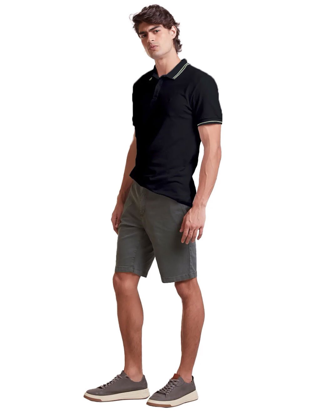 Polo Forum Masculina Piquet Muscle Tipped Relief Preta