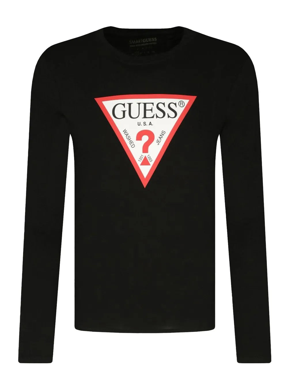 Camiseta Guess Masculina Manga Longa Logo Print Preta