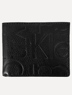 Carteira Calvin Klein Couro Logo Print Large Texture Preta