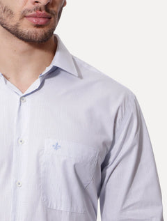 Camisa Dudalina Masculina Comfort Superfine Cotton Pocket Grid Azul Claro