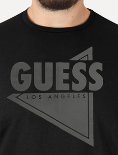 Camiseta Guess Masculina Los Angeles Triângulo Rubber Preta