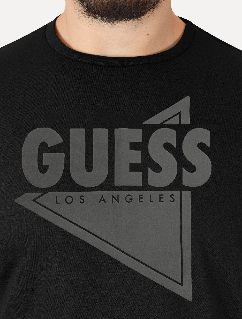 Camiseta Guess Masculina Los Angeles Triângulo Rubber Preta