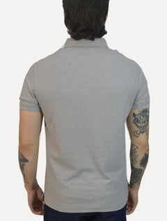 Polo Aramis Masculina Cotton Piquet Basic Cinza Mescla