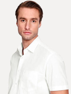 Camisa Aramis Masculina Manga Curta Tricoline Stretch Pocket Mono Branca