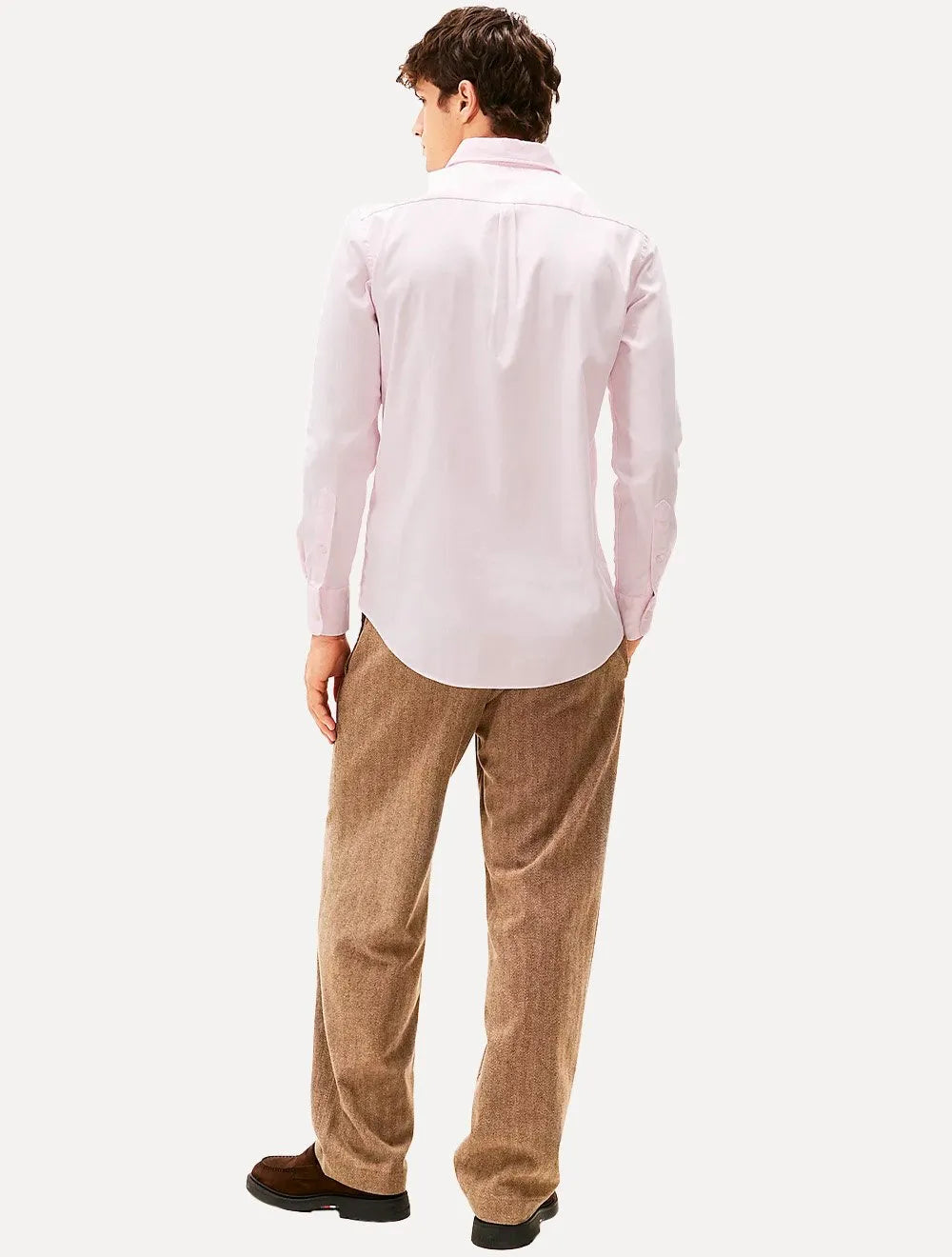 Camisa Tommy Hilfiger Masculina Slim THFlex Poplin Rosa