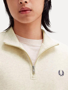 Blusa Fred Perry Moletom Masculina Regular Half Zip Off-White Mescla