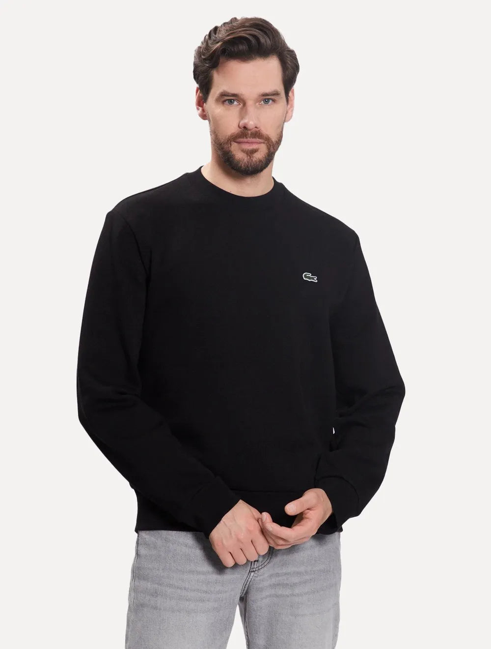 Moletom Lacoste Masculino Crewneck Classic Croco Preto