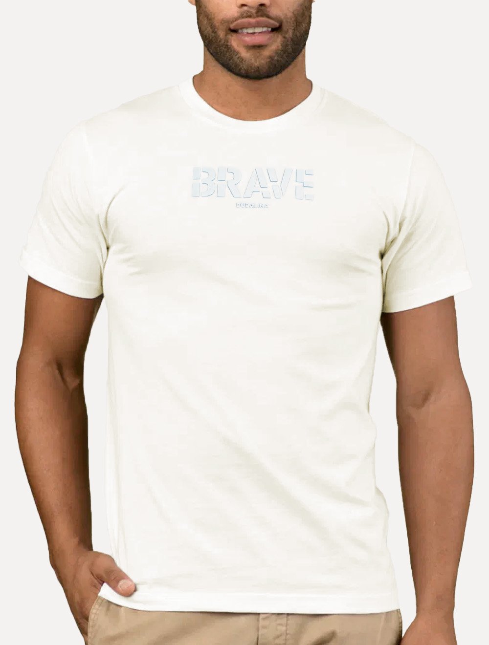 Camiseta Dudalina Masculina Regular Brave Relevo Off White