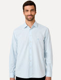 Camisa Dudalina Masculina Comfort Superfine Cotton Mono Logo Azul Claro