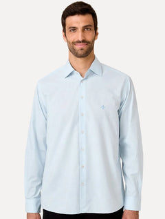 Camisa Dudalina Masculina Comfort Superfine Cotton Mono Logo Azul Claro