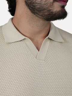 Camiseta Dixen Masculina Tricot Manga Longa Jacquard Seamless Cáqui