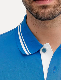 Polo Tommy Jeans Masculina Piquet Regular Tipped Azul