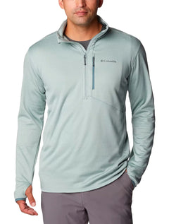 Jaqueta Columbia Masculina Fleece Park View Half Zip Verde Claro