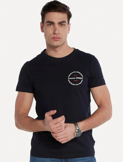 Camiseta Tommy Hilfiger Masculina Columbus Roundle Logo Azul Marinho