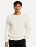 Suéter Dixen Masculino Tricot Manga Longa Texturizada Vertical Off White