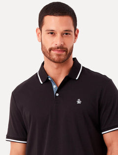 Polo Original Penguin Masculina Malha Jersey Lisa Frisos Preta