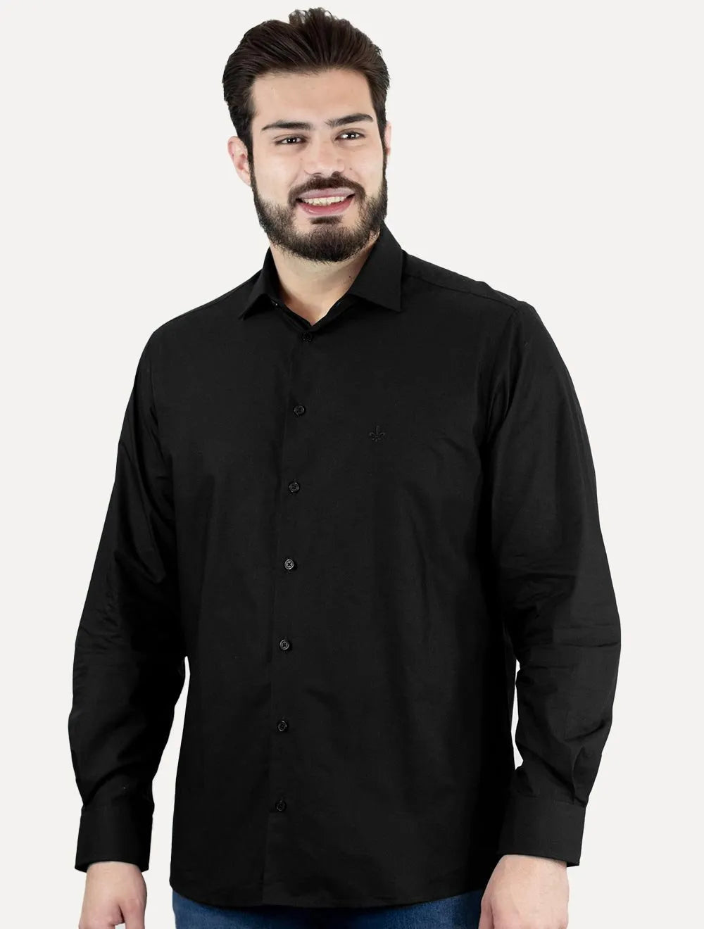 Camisa Dudalina Masculina Slim Tricoline Lisa Preta