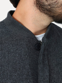 Jaqueta K&J Black Masculina Flanelada Bomber Cool Wool Cinza Escuro Mescla