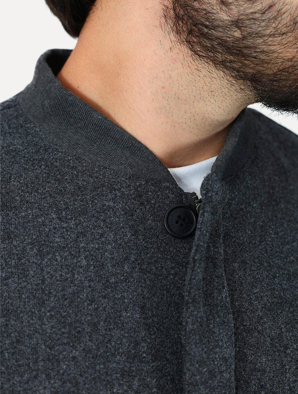 Jaqueta K&J Black Masculina Flanelada Bomber Cool Wool Cinza Escuro Mescla