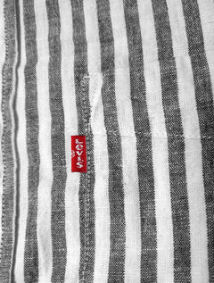 Camisa Levis Masculina Standard Sunset One Pocket Black Stripes Branca