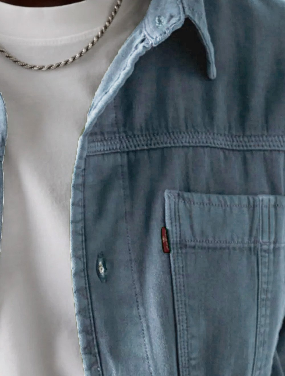 Camisa Levis Masculina Jeans Auburn Worker Azul Mescla